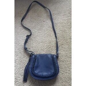 Lucky Brand Crossbody Bag Blue Braided Tassel Boho Hippie Small Handbag